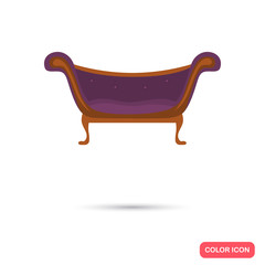 Purple couch color flat icon for web and mobile design