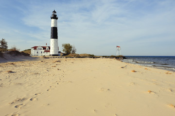 Big Sable Point Lighthouse in dunes, built in 1867