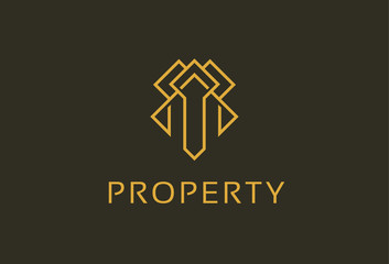 Monogram Property Logo Template Design Vector, Emblem, Design Concept, Creative Symbol, Icon