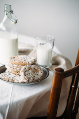 Finnish rye flat bread on rustic background. Traditional lapland food