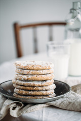 Finnish rye flat bread on rustic background. Traditional lapland food