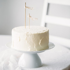 Berry chocolate cake with cream for rustic style wedding. Spring summer concept