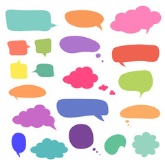 Set of blank colorful speech bubbles and balloons