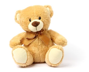 Fotobehang toy teddy isolated on white background © Tatiana