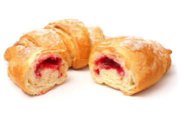 fresh croissant isolated on white background