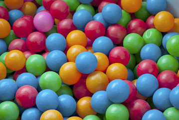 Closeup plastic balls on children's playground