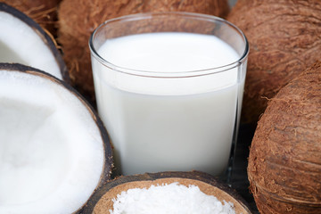 Fresh coconut drink in a glass