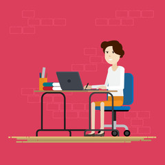 Women working in room at office,Vector illustration