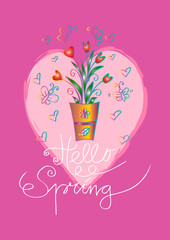 Hello spring tulips in flower vase