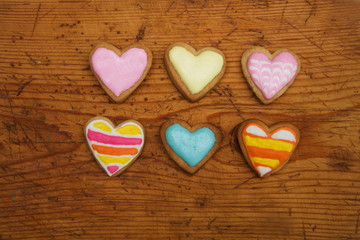 cookies hearts on an old wooden background. St. Valentine's Day