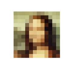 Abstract painting Mona Lisa, digital style with pixel
