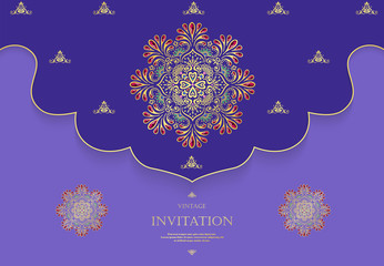 Wedding or invitation card  vintage style  with  crystals  abstarct pattern background  ,vector element eps10 illustration,indian,islam,wedding,invitation