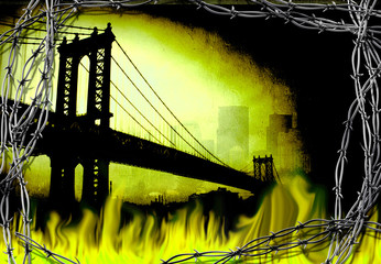 Bridge in fire