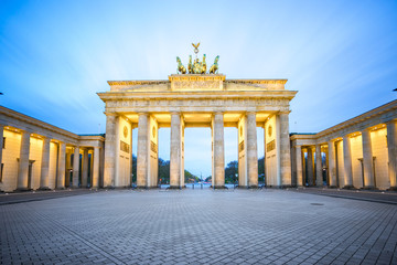 Brandenburg Gate at night in Berlin city, Germany