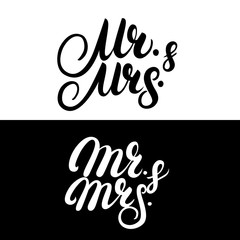 Set of Mr and Mrs hand written lettering.