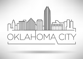 Fototapeta premium Minimal Oklahoma Linear City Skyline with Typographic Design