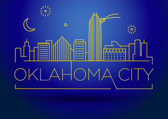 Minimal Oklahoma Linear City Skyline with Typographic Design