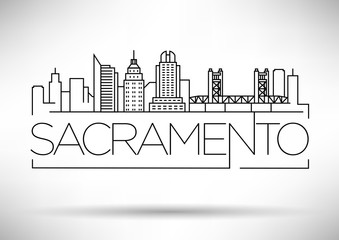 Minimal Sacramento Linear City Skyline with Typographic Design