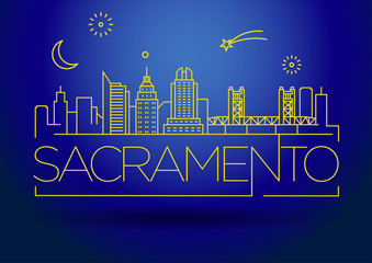 Minimal Sacramento Linear City Skyline with Typographic Design
