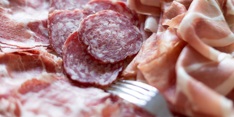 Typical Italian salami starter plate