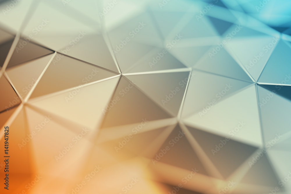 Poster abstract 3d rendering of triangulated surface. contemporary background. futuristic polygonal shape. 