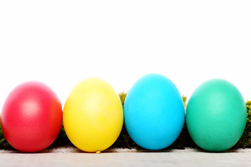 easter colorful eggs painted in bright colors isolated on white
