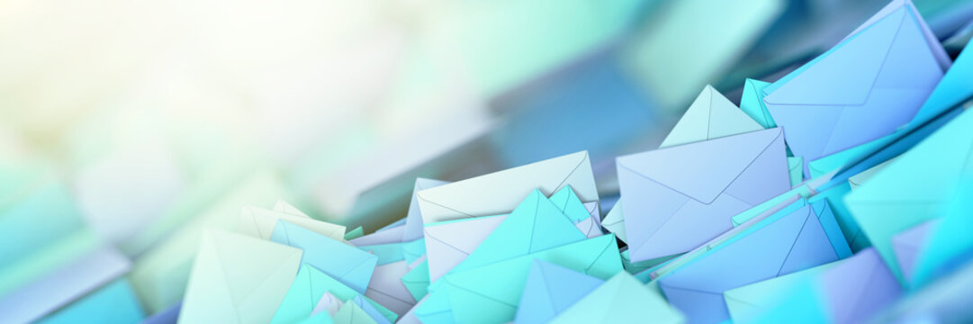 Infinite mail envelopes, 3d rendering background