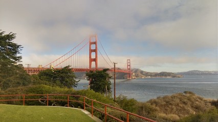 A side view of Golden Gate Bridge.