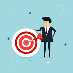 Businessman strategy arrow and dart board Business concept, vector illustrator