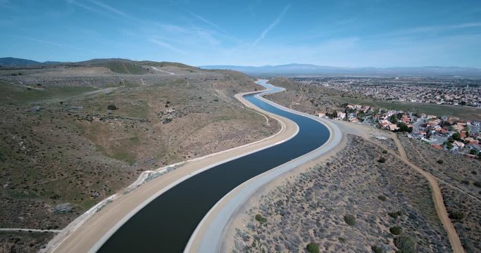Drone flyover Aqueduct in Palmdale CA