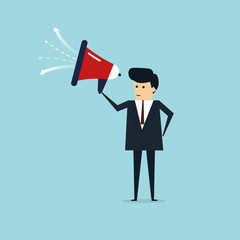 Businessman holding megaphone Business concept, vector illustrator