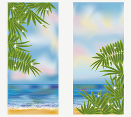 Summer sea tropical banners, vector illustration