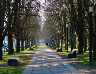 Chemin pavé sur le campus universitaure de Grenoble