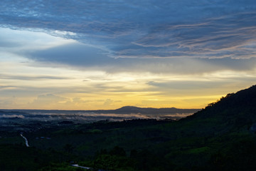 Fototapeta na wymiar Sunset after rain on mountain