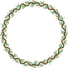 Round frame with leaves and branches. Vector illustration for card, invitations or congratulations with space for your text