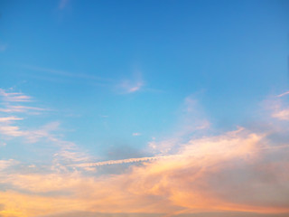 beautiful summer sky  with fluffy cloud on blue