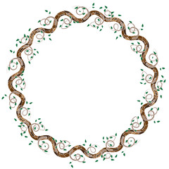 Round frame with leaves and branches. Vector illustration for card, invitations or congratulations with space for your text