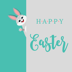 Vector illustration of Happy Easter bunny. Greeting card
