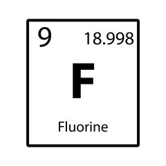 Fluorine periodic table element icon on white background vector