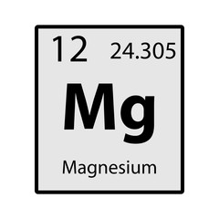 Magnesium periodic table element gray icon on white background vector