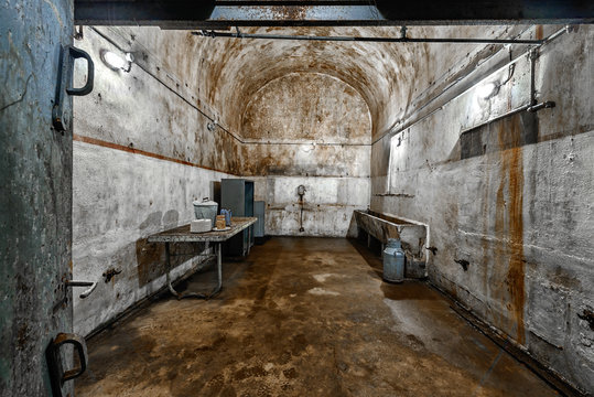 old kitchen in an abandoned military bunker