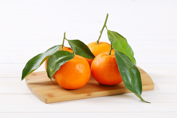 fresh tangerines with leaves