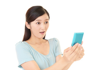 Naklejka premium 驚いた表情の女性