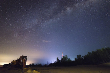 Nightscape scenery with starry and milky way