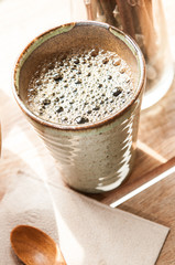 Closeup shot of black coffee.