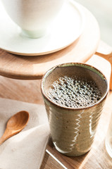 Closeup shot of black coffee.