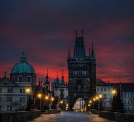 Fototapeta premium Charles Bridge in Prague at night