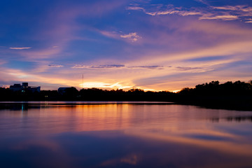 Light after sunset on the lake