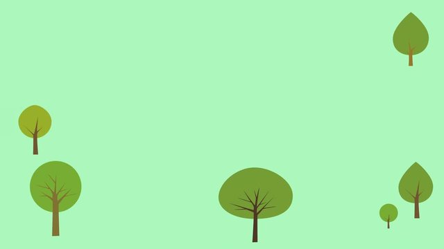Nature background with trees growing. Cartoon style with flat design. 