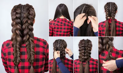 Fotobehang Kapsalon hairstyle two braids tutorial   © alter_photo